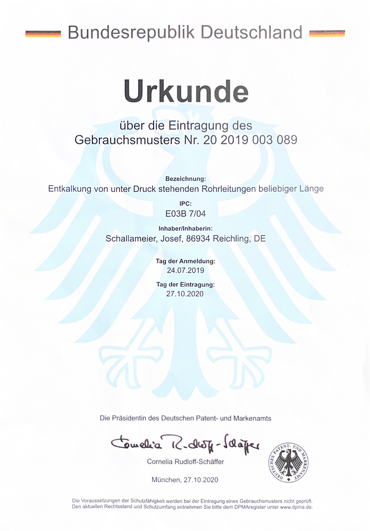 Urkunde-Gebrauchsmuster