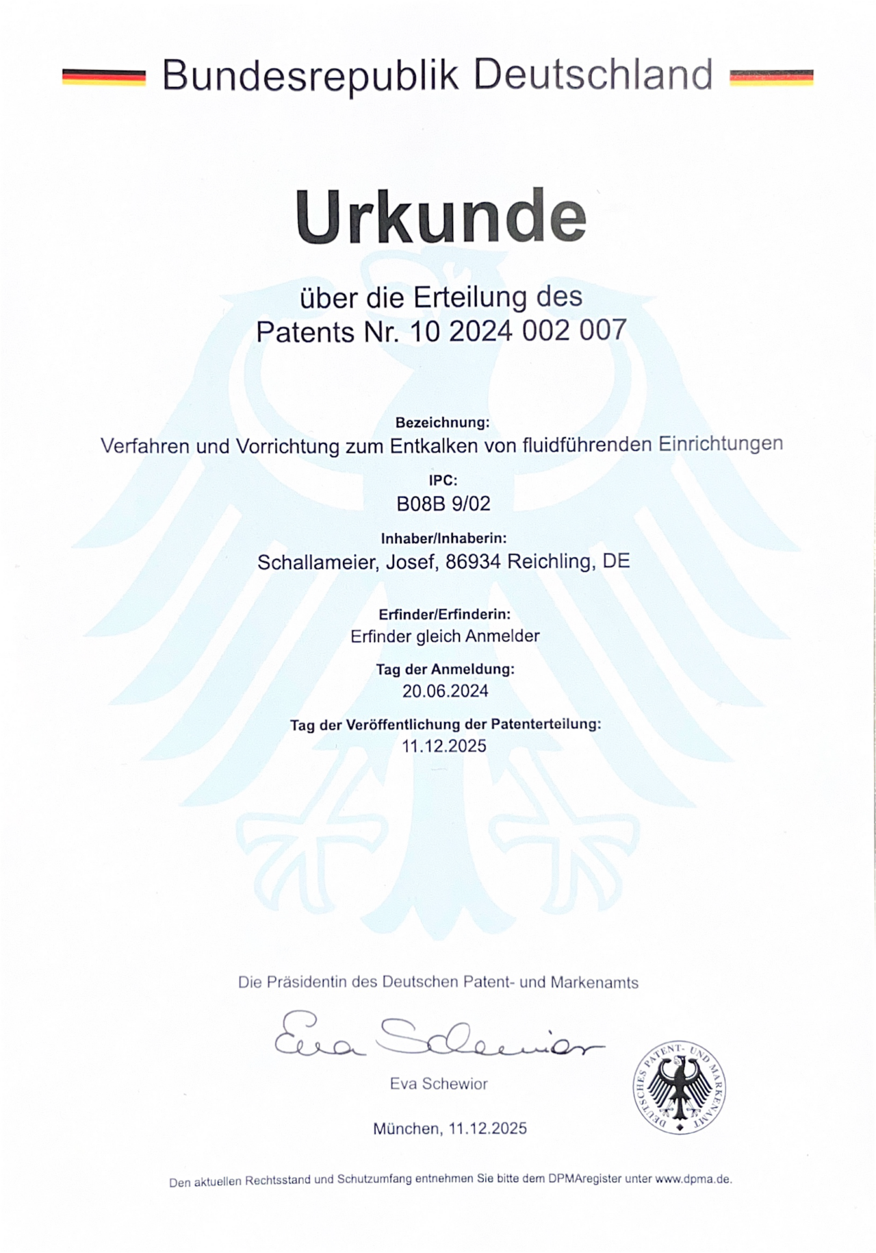 Urkunde-Patent
